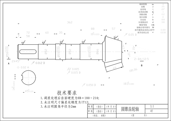 圆锥齿轮轴零件图图片