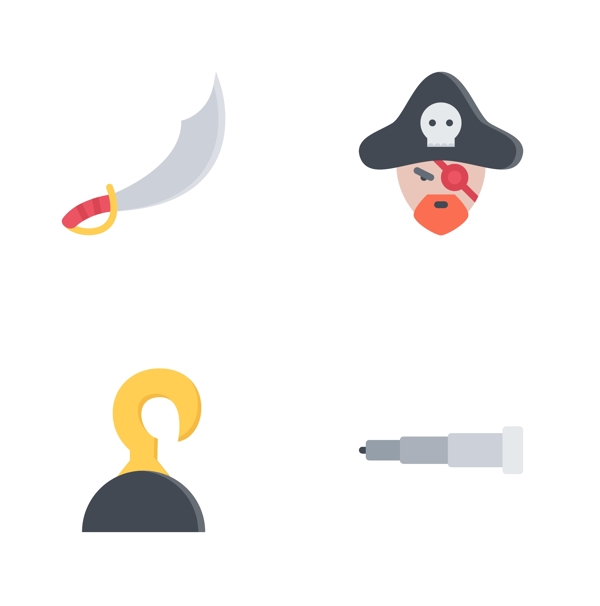 海盗帽刀简洁矢量icon