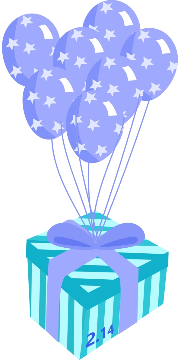 手绘蓝色的情人节气球