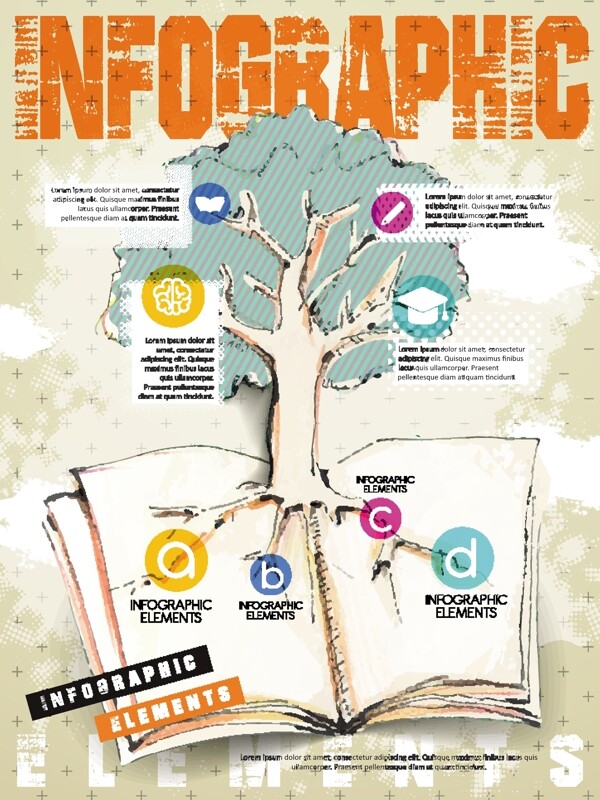 创意彩绘树木商务信息图图片
