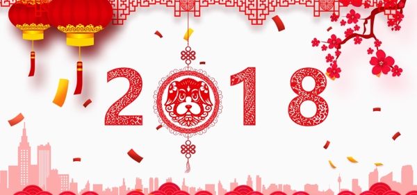 2018中国风祥云灯笼banner背景