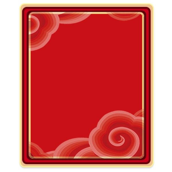 复古云纹装饰的红色边框