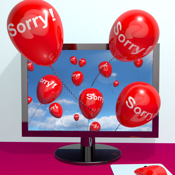 对不起气球从计算机显示在线道歉后悔或自责