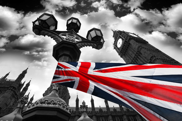 英国国旗与大本钟图片