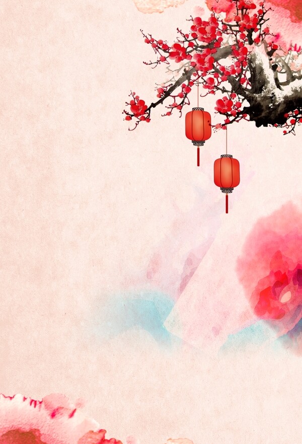 喜庆灯笼春节海报背景设计