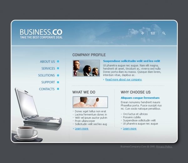 蓝色商业科技网络网页设计素材