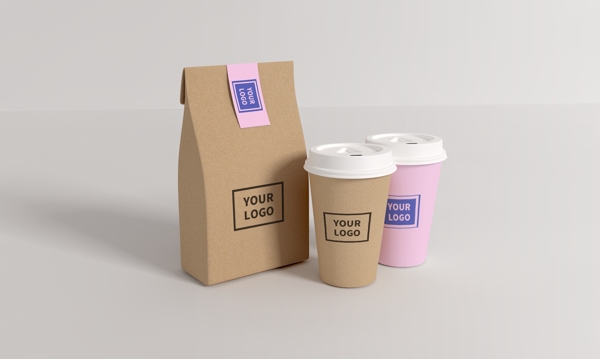 原创模型外卖样机打包袋子餐饮面包店咖啡杯