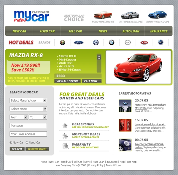 国外汽车产品企业网页设计模板素材