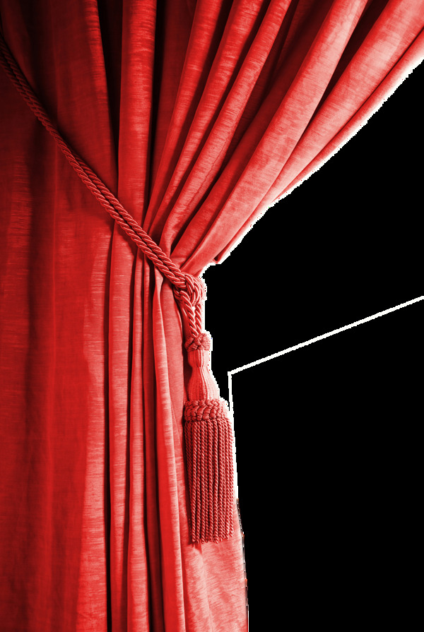 红色窗帘卡通透明素材