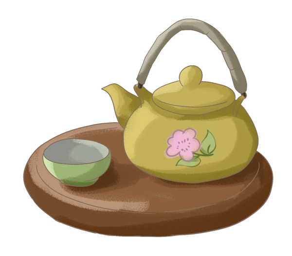 黄色陶瓷茶壶插图