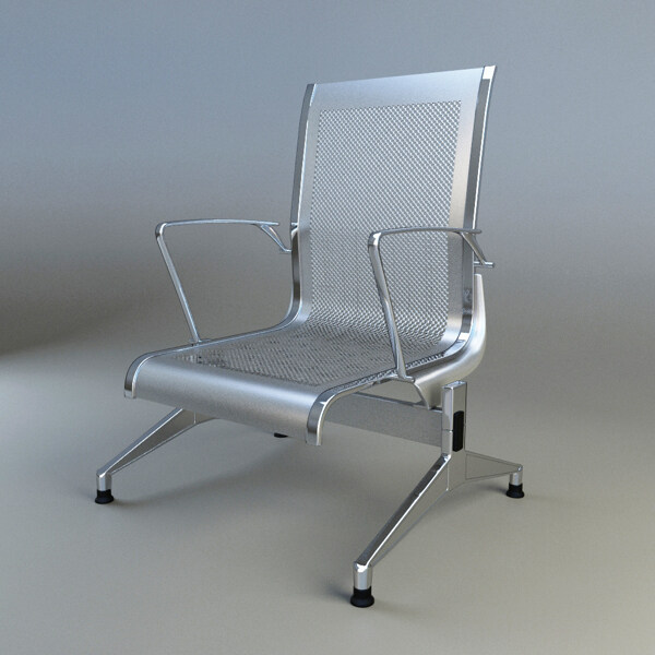 简约银色双臂座椅3d模型