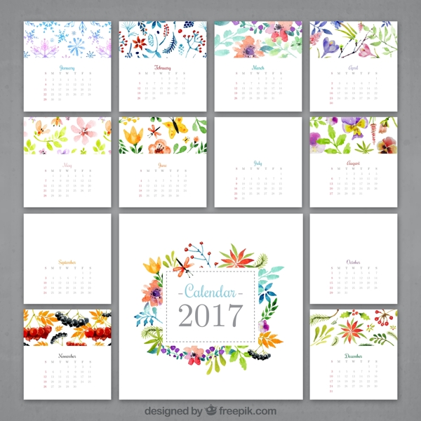 2017花卉日历模版