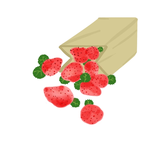 手绘红色的草莓插画