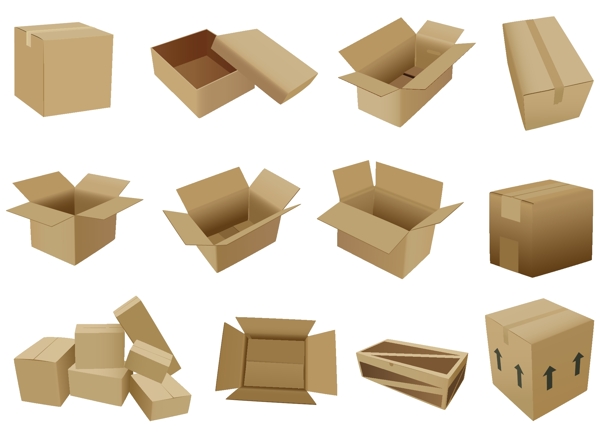 包装箱与纸盒矢量图