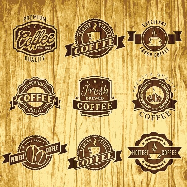 布朗复古咖啡标签矢量