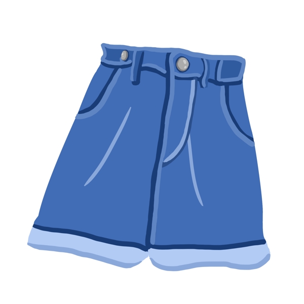 蓝色短裤装饰