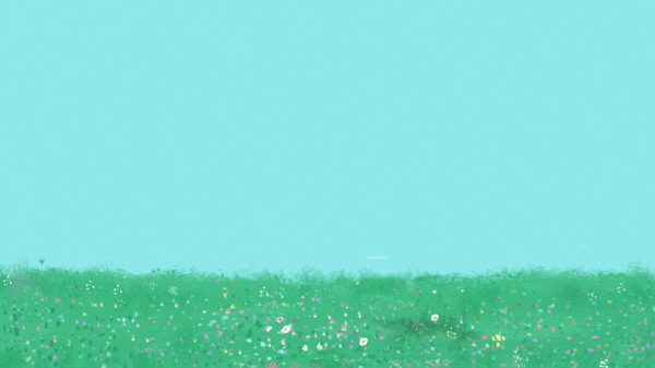 小清新草地草坪天空手绘背景设计