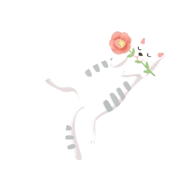 手绘玩花的猫咪萌宠设计