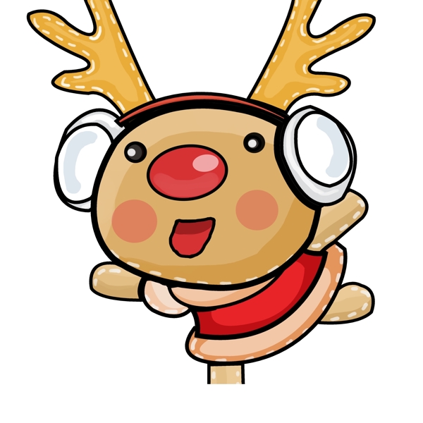 圣诞节开心的麋鹿涂鸦设计