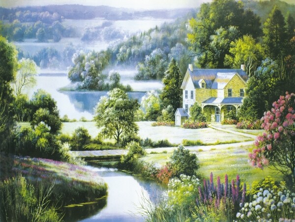 油画手绘油画田园风景40x30厘米图片