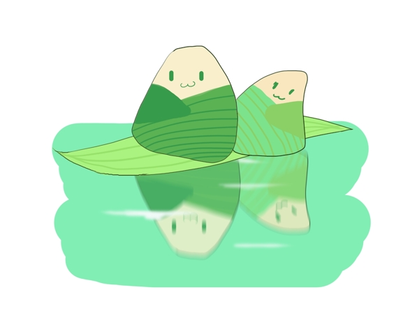 游泳玩耍的粽子插画