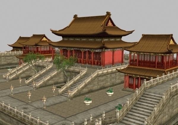 中国古建楼max模型图片