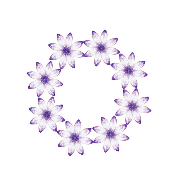 紫色梦幻花瓣圆圈小清新边框手绘可商用元素