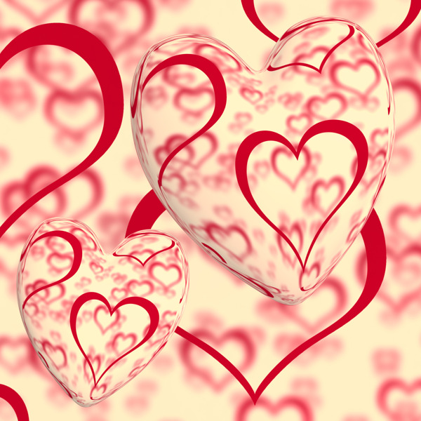 红心设计背景显示心脏的浪漫的爱情和浪漫情怀