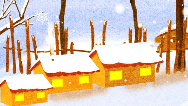 浪漫小雪节气房屋背景