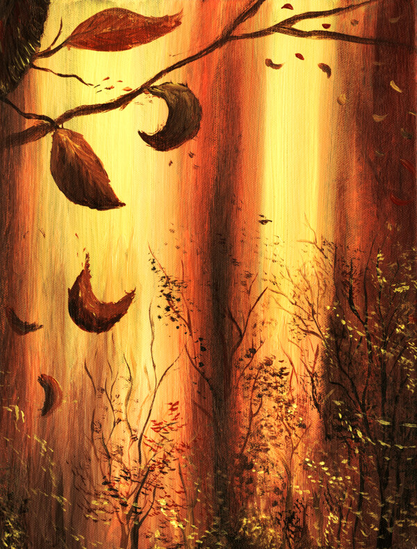 油画温暖的秋天图片