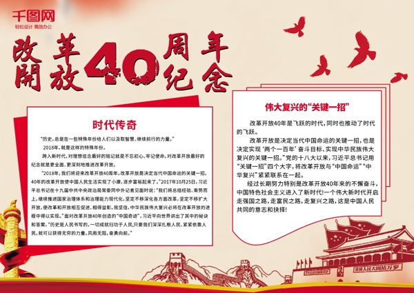 党建风改革开放40周年纪念宣传手抄报