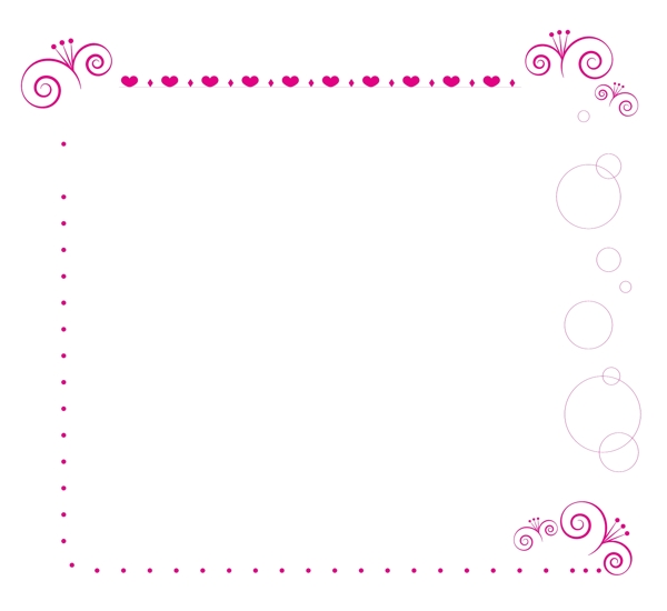 情人节洋红色可爱粉色欧式花朵矢量边框设计