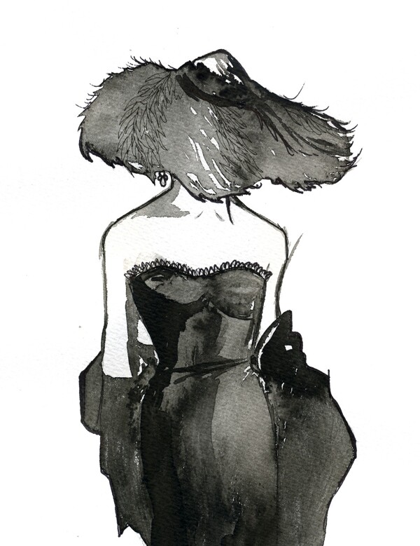 黑色抹胸裙设计图