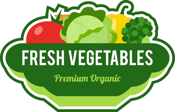 绿色新鲜蔬菜标签矢量素材