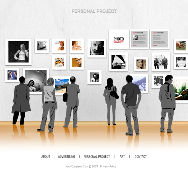 网页模板创意人物观看画展特色个性图片