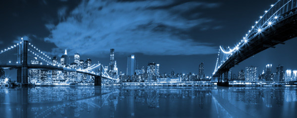 美丽城市大桥夜景图片