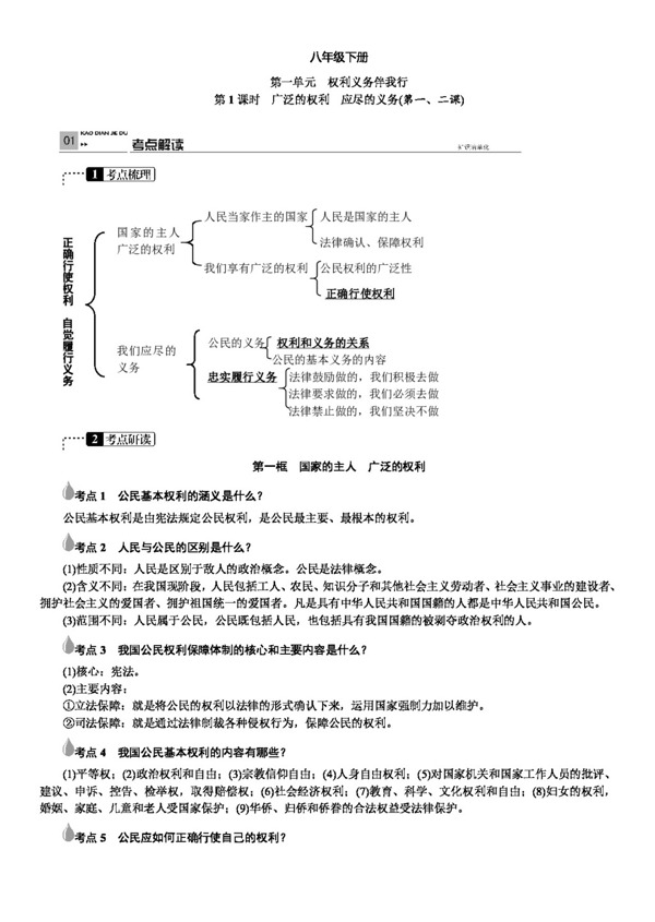 中考专区思想品德春中考人教版政治复习学案八年级下册