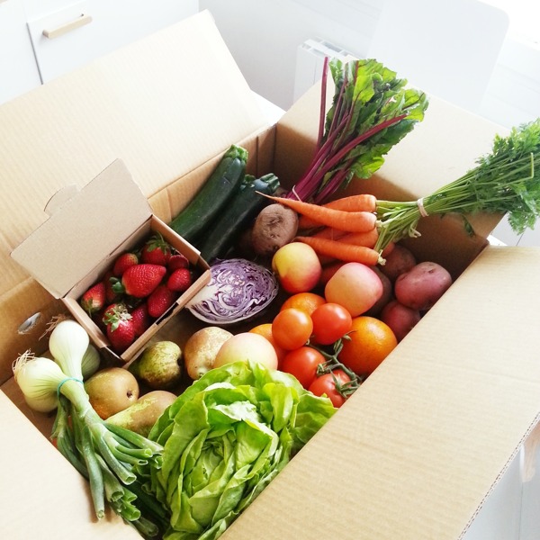 箱子里的新鲜蔬菜和水果图片