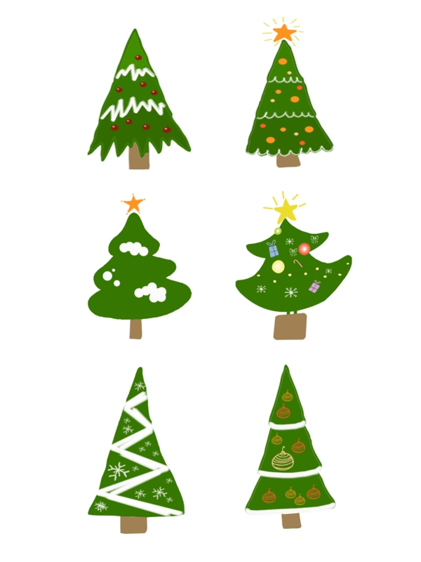 手绘卡通圣诞树简约圣诞节装饰元素