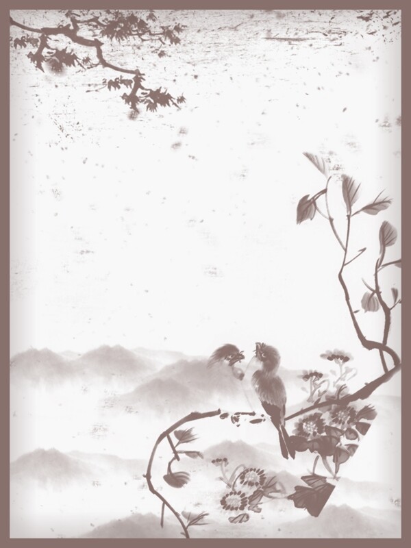 全原创中国风水墨复古边框背景