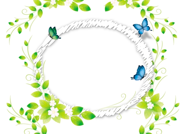 绿色藤蔓和蓝色蝴蝶