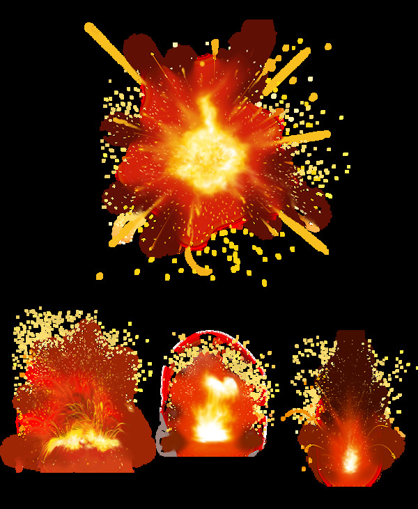 手绘火光爆炸元素