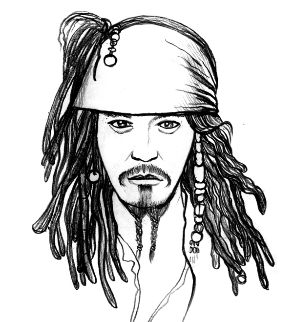 加勒比海盗线描头像图片