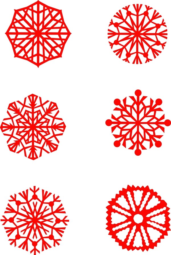 中国红春节雪花剪纸设计元素