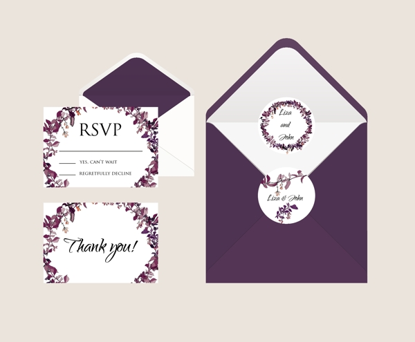 紫色婚礼邀请函
