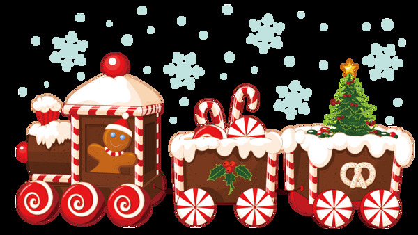 圣诞节巧克力小火车透明装饰素材