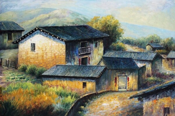 中式油画乡村