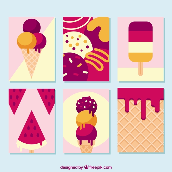 在平面设计中有冰淇淋的精美卡片