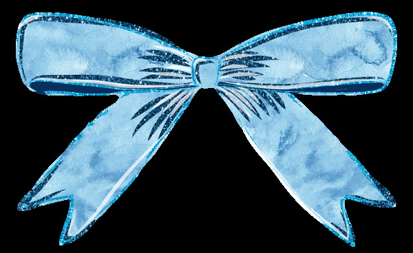 蓝色蝴蝶结免抠图素材