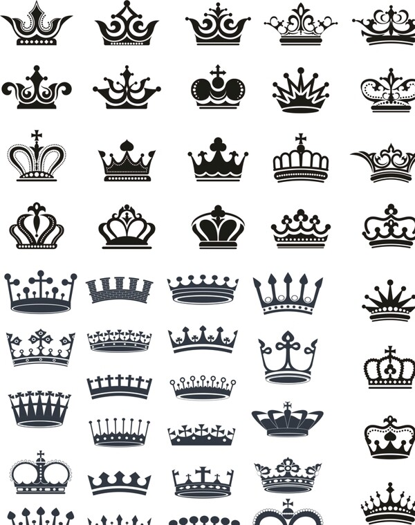 皇冠矢量图黑白装饰
